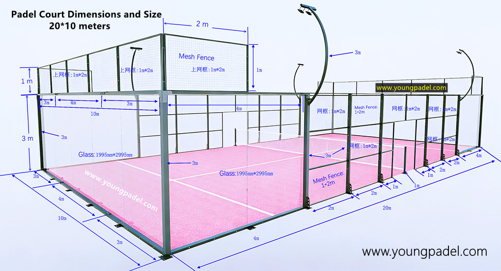 Kích thước sân tennis Padel là bao nhiêu  ?